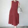ZANZEA Women Casual Round Neck Loose Sleeveless Dress