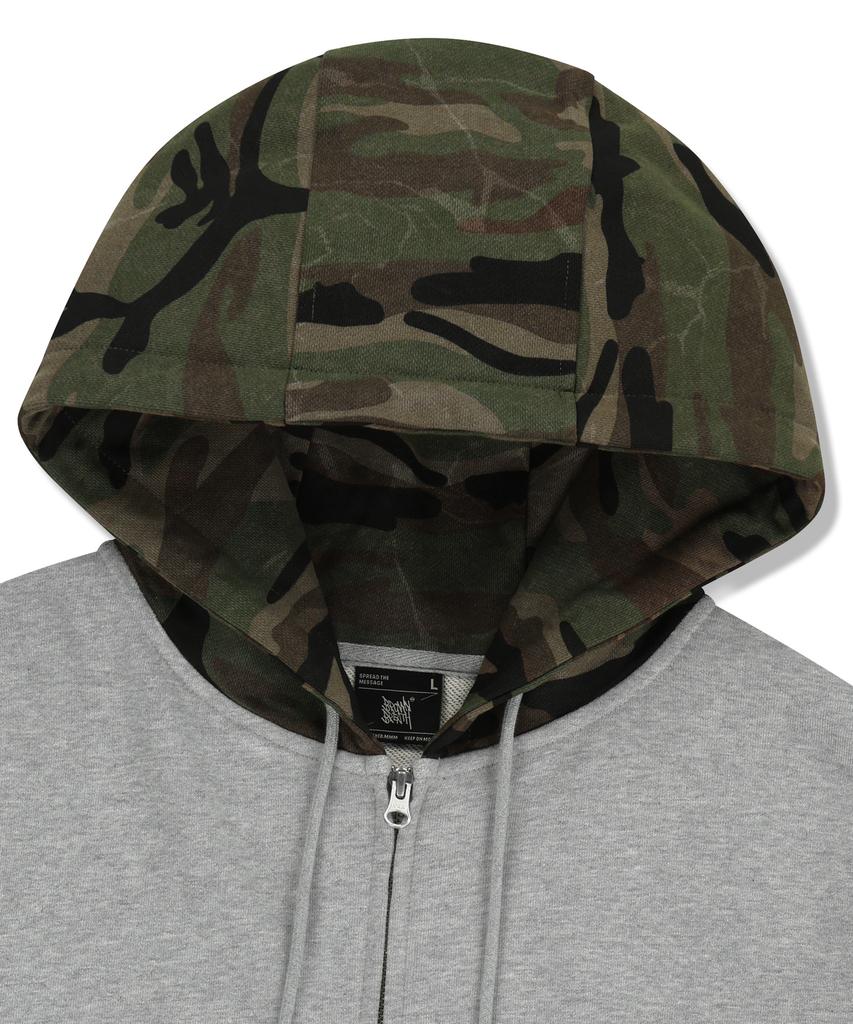 Brownbreath Tag Camo Block Hood Zip Up - Melange Gray