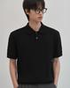 WORK ON BODY OFF Tres Semi-Overfit Cable Collar Short Sleeve Knit [Black]