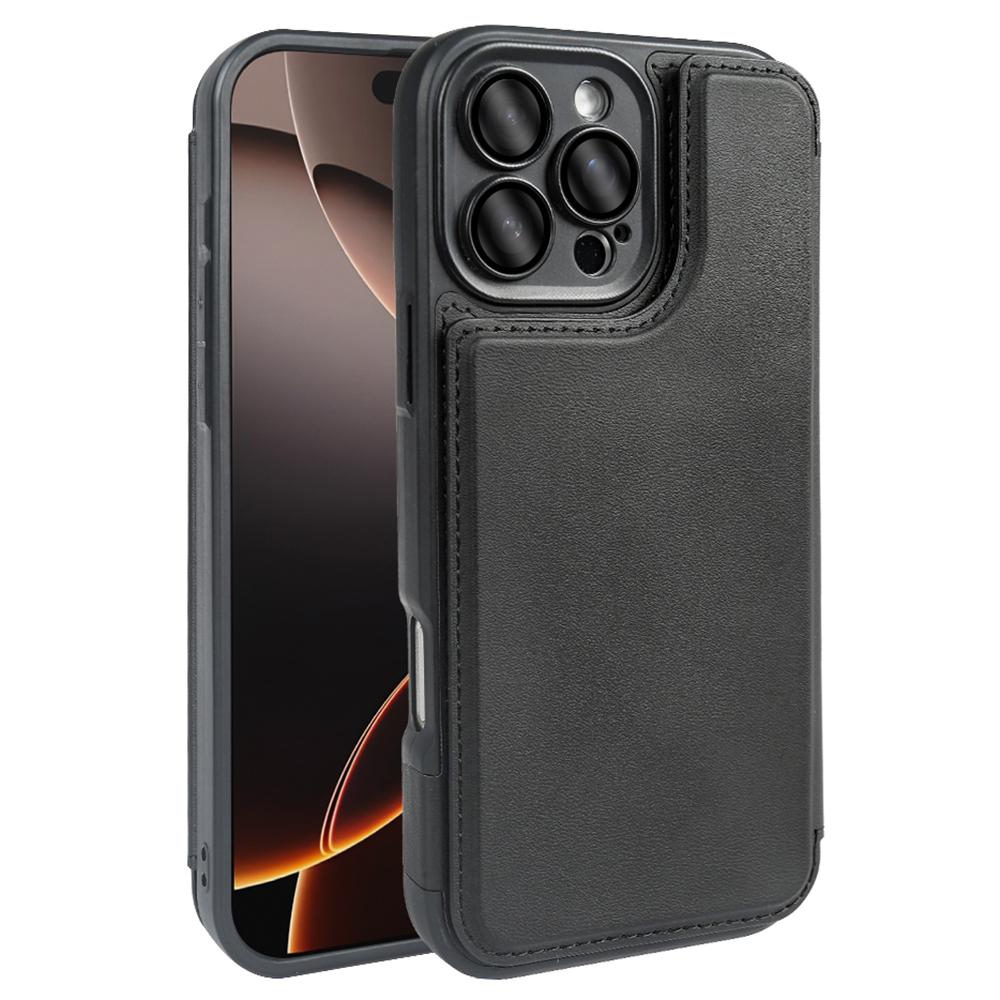 

Для iPhone 16 Pro Магнитный чехол RCS Экологичный чехол-книжка с подставкой Блокировка RFID Black