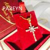 925 Sterling Silver Fashion Temperament Zircon Gold Cross Pendant Necklace Birthday Party
