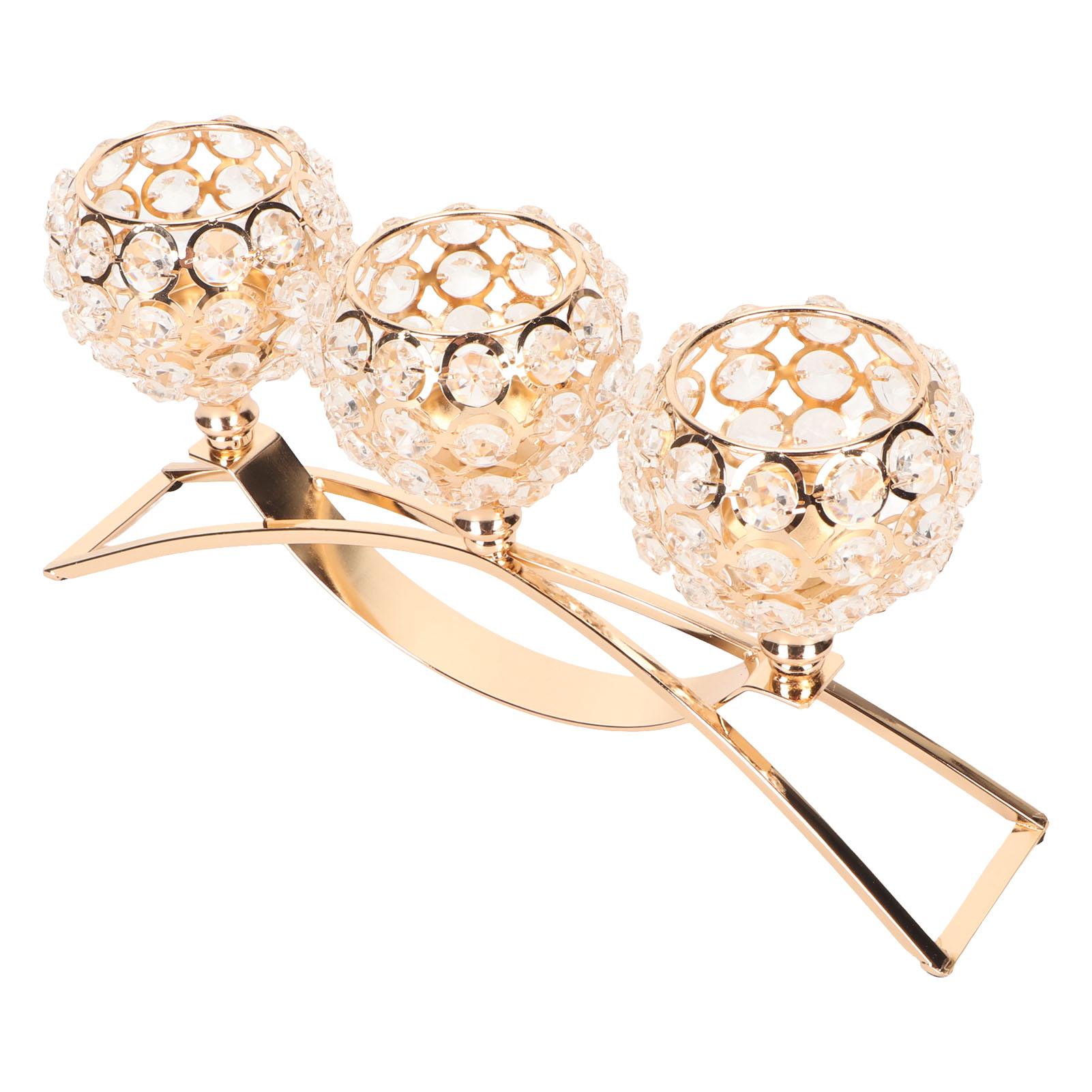 

Хрустальный подсвечник на 3 свечи, ветрозащитный, в европейском стиле, устойчивый, прочный, золотой подсвечник для свадебной вечеринки, Нового года