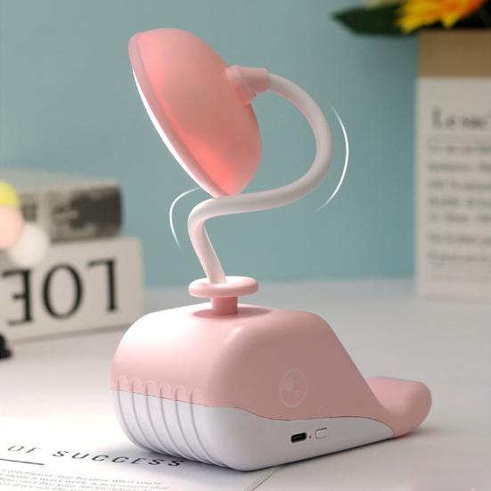Cartoon Whale Night Light USB Type-C Fast Rechargeable Desk Lamp with Mobile Phone Holder Bendable Warm White Light Desk Light for Students Eye