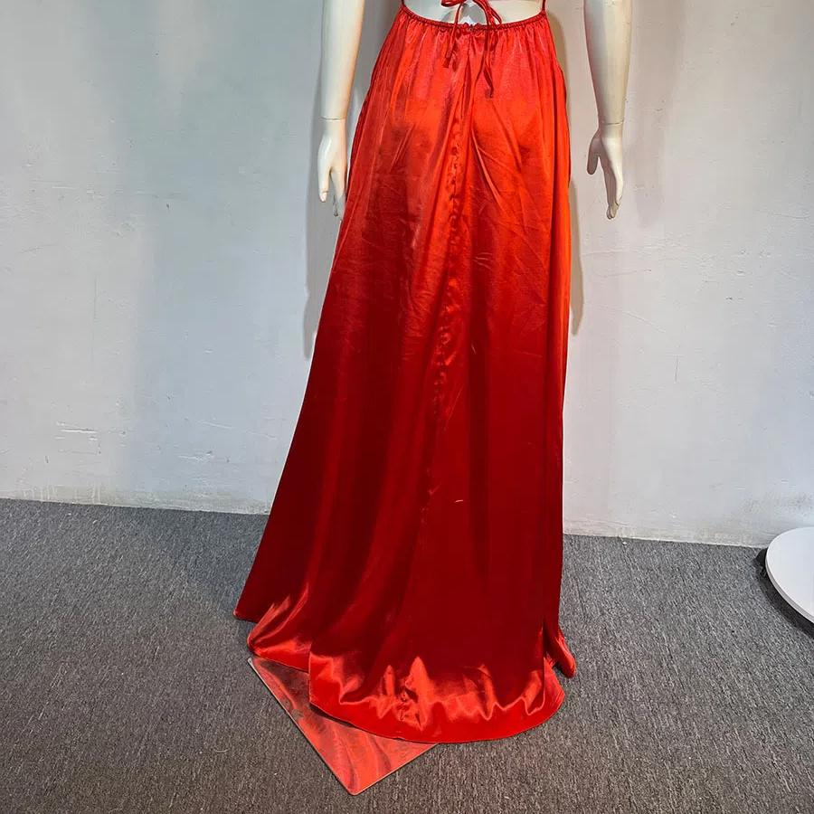 2025 Nové šaty pro družičky, Dlouhá róba na špagetová ramínka s malou vlečkou, Elegantní jednobarevné večerní párty šaty