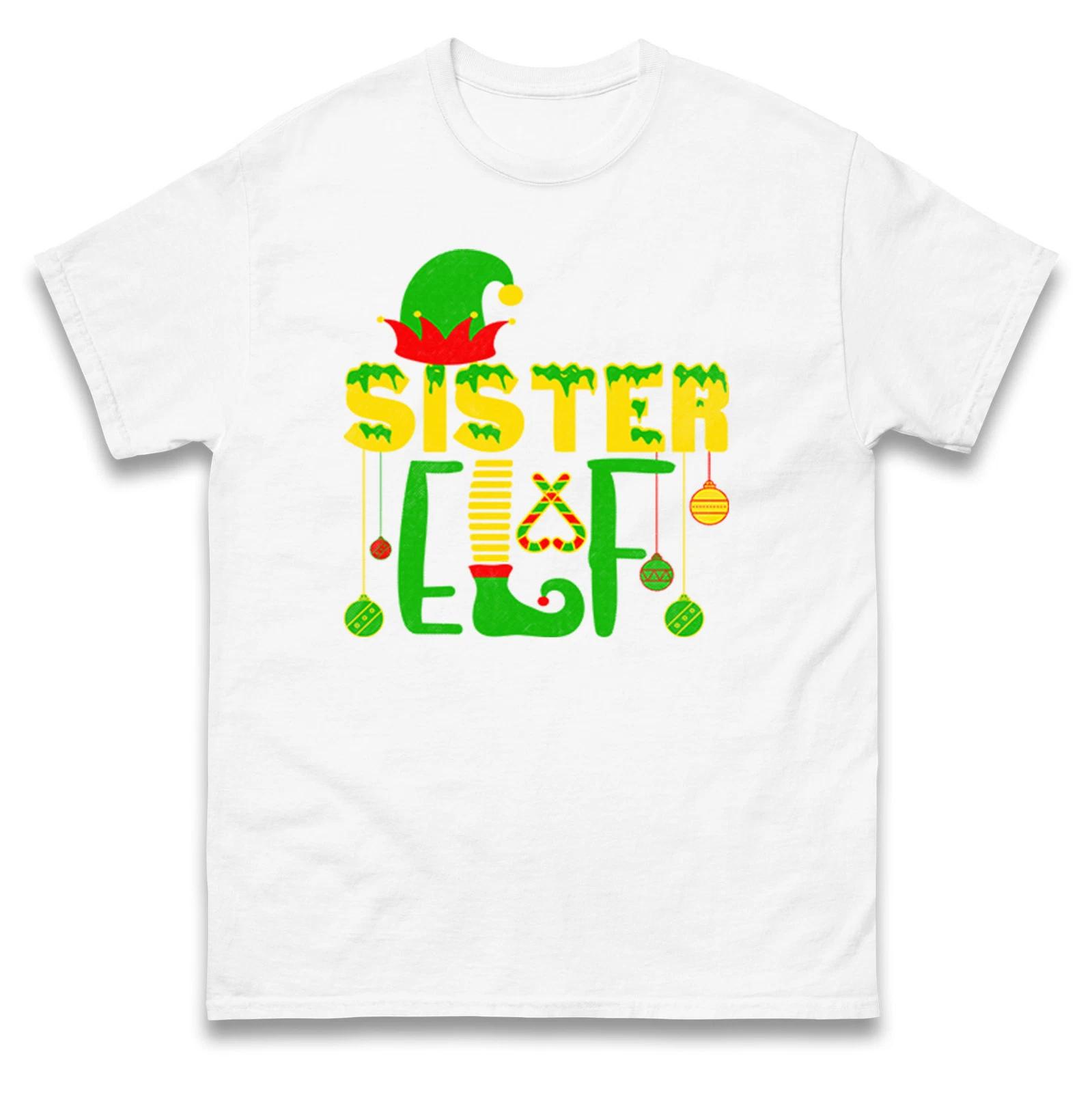 Sister Elf Merry Christmas T Shirt,Funny Elf Holiday Christmas Tee S