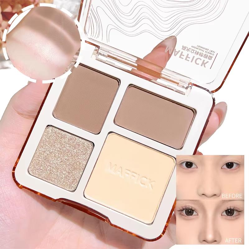 Three-dimensional Facial Four-color Highlight Contour Palette,matte Long-lasting Brightening Three-dimensional Contour Cosmetics