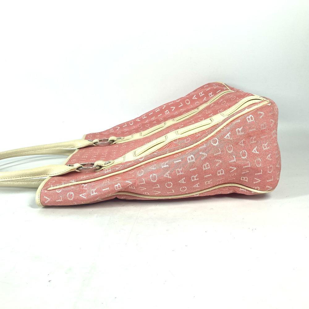 BVLGARI Logo mania Vertical Tote Bag Shoulder Bag Leather/Canvas pink/White