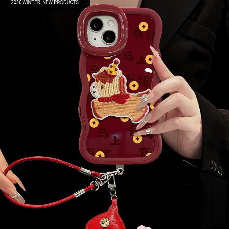 Get Rich Pony Lanyard for Apple 17 New Year Mobile Phone Case Iphone15promax Silicone Mate80 Bracket