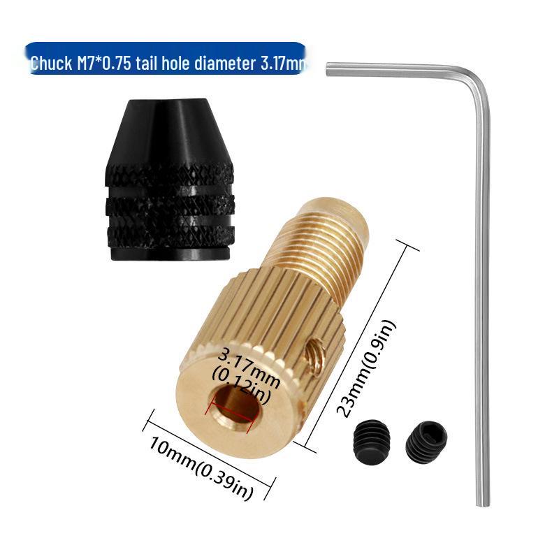 Self-Tightening Micro Electric Drill Chuck for Woodworking, 2.35-3.17mm Tail Hole