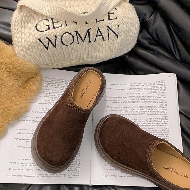 Thick-soled Bag Head Slippers Women's Outer Wear 2025 New Versatile Half-tow Boken Shoes One-pedal Height-increasing Lazy Casual Shoes