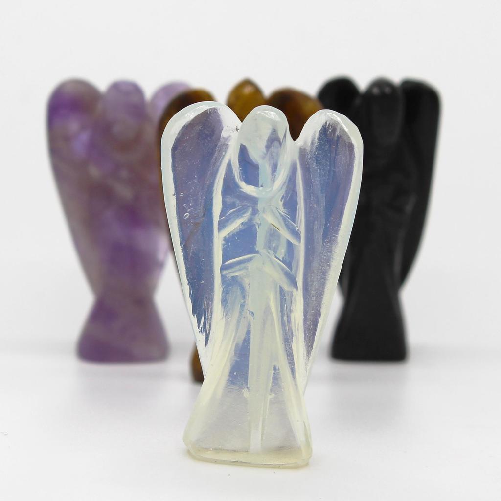 Opalite Crystal Angel Hand Carved Figurine