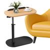 C Shaped End Table Adjustable Height Skinny Side Table 360 Degree Swivel TV Tray Table Night Stand with 2-Tier Storage Shelf Reversible Couch Table