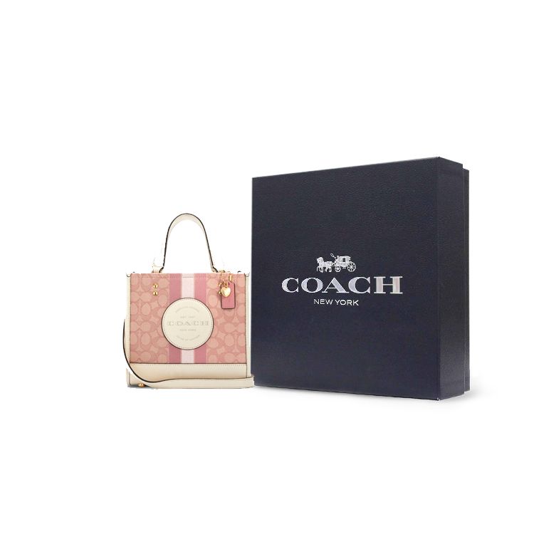 Coach Dempsey 22 Klassische Monogramm-Canvas- und Ledertasche Damen-Tragetaschen Kirschblütenrosa C7965-IMSXX