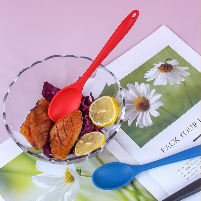1pc Small Silicone Spoon High Temperature Resistant Soup Spoon Mixing Spoon Salad Spoon Kitchen Utensils Accessories4