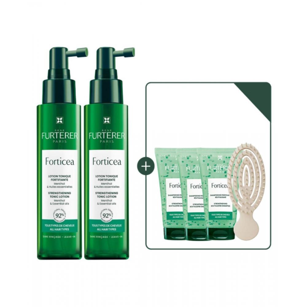 Rene Furterer Forticia Scalp Ampoule 100ml Duo  + Fortitia Shampoo 50ml+mini Volume Brush 001 Forticia Scalp Ampoule 100ml Duo