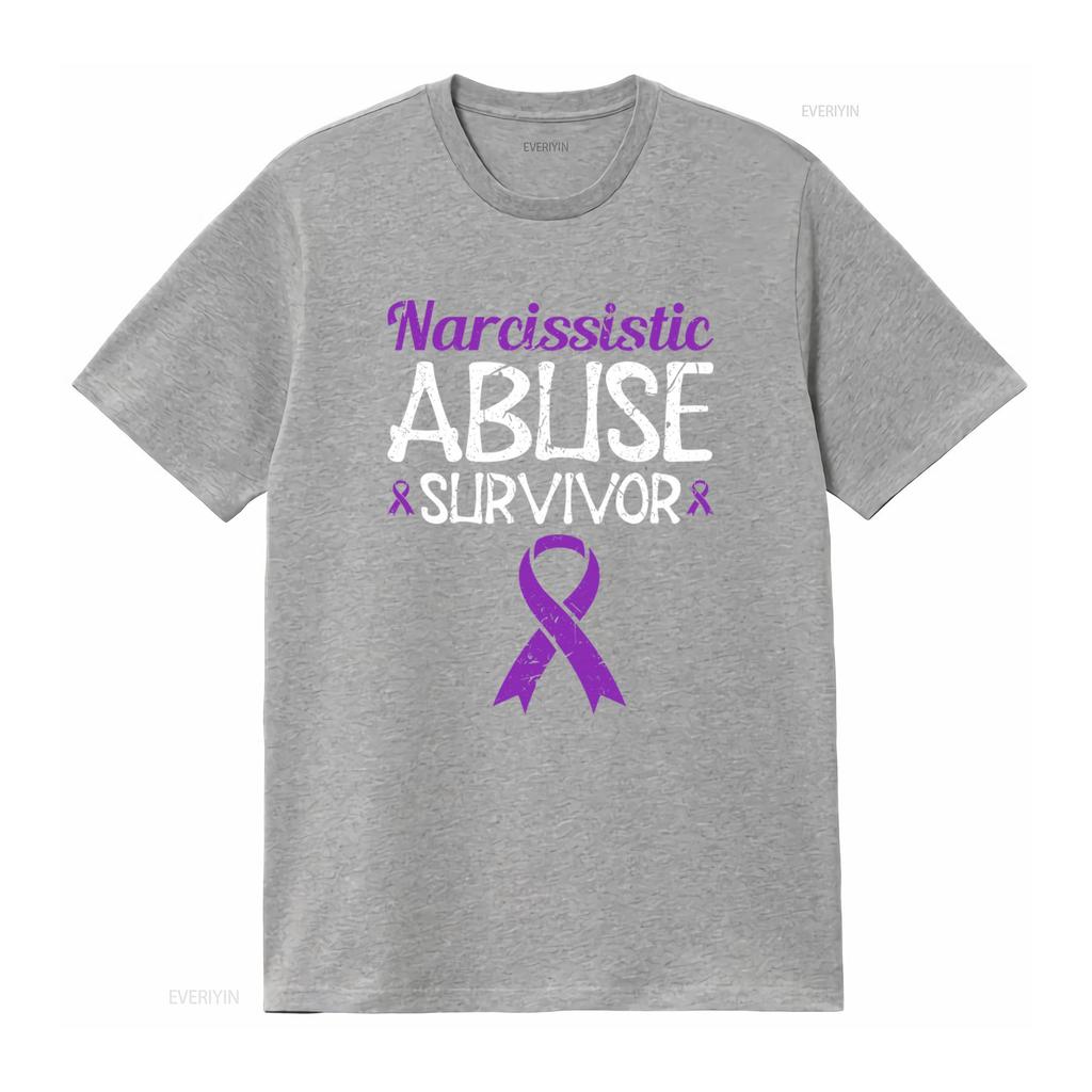 Narcissistic Abuse Survivor Purple Ribbon Unisextal Health Awareness T Shirt vintage streetwear Top For Everyday Wear