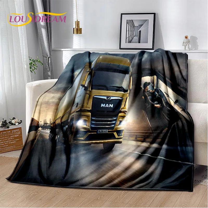 MAN Truck Lorry 3D Printing Soft Flannel Blankets,Throw Blanket Comfortable Blanket for Picnic Beds Sofa Home Bedroom Gifts Kids