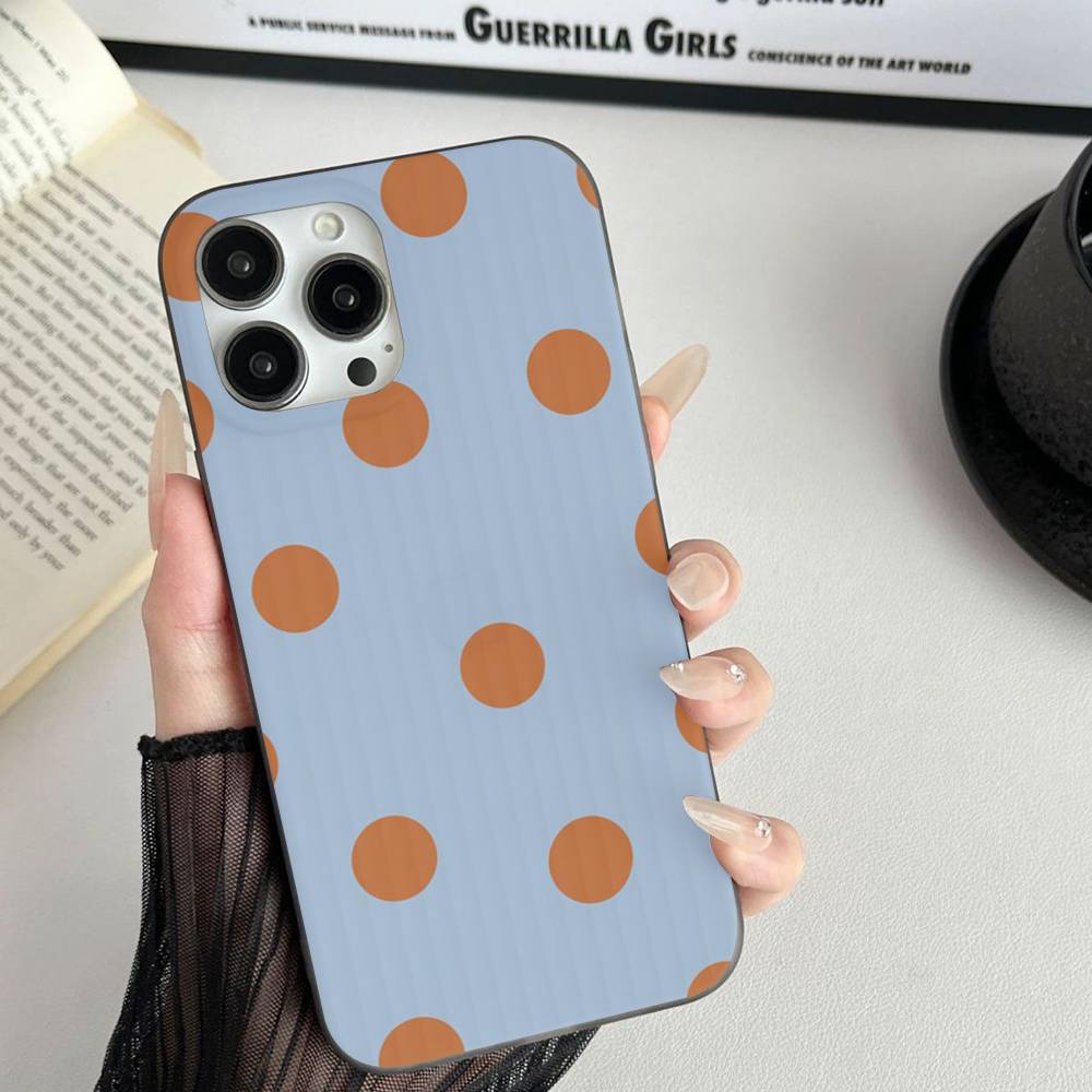 Simple Black White Polka Dot Corrugated Pattern For iPhone 17 16 15 14 13 12 11 16 Pro Max Plus Pro Non-slip Phone Cover
