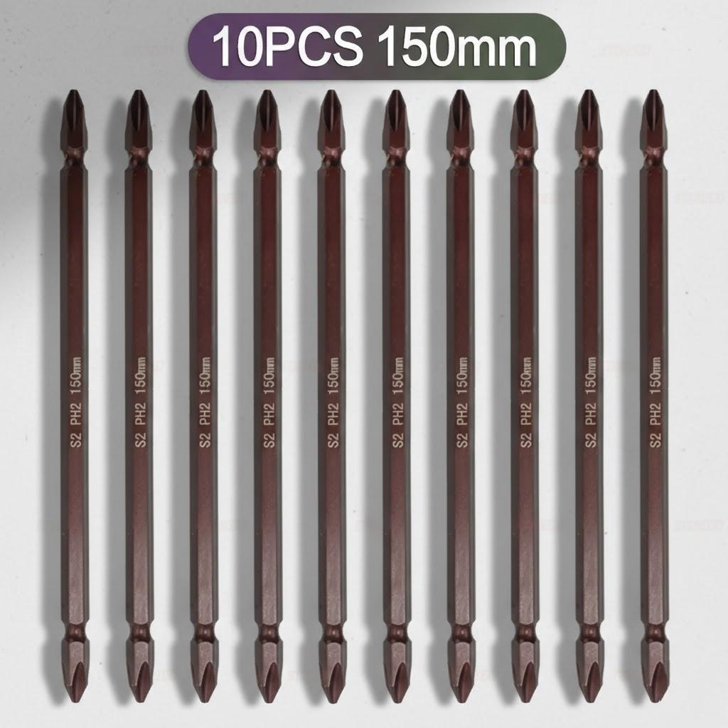 10PCS S2 PH2 Screwdriver Heads 65mm 100mm 150mm Magnetic Double Head High Hardness Electric Drills Alloy Steel Tools