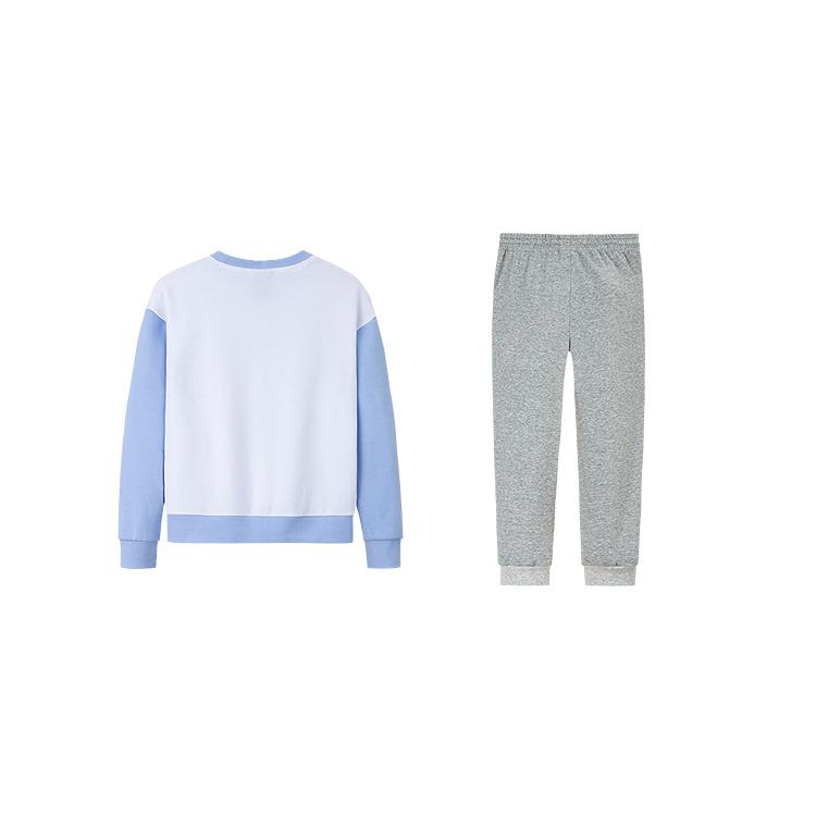 Nike Casual Sports Suit Soft Comfortable Fashionable Color Block Round Neck Drop Shoulder Long Sleeve Kids Suit White N32432268GS-001