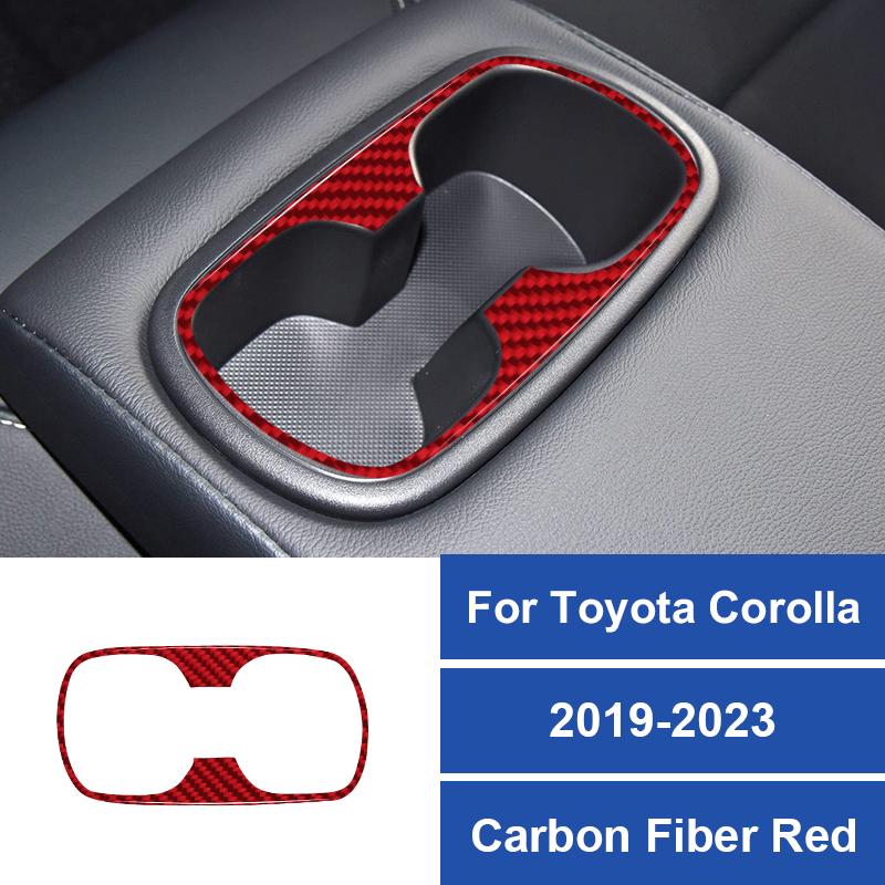 1PC Real Carbon Fiber Car Rear Seat Water Cup Holder Frame Decoration Sticker For Toyota Corolla 2019-2023 Interior Accessories