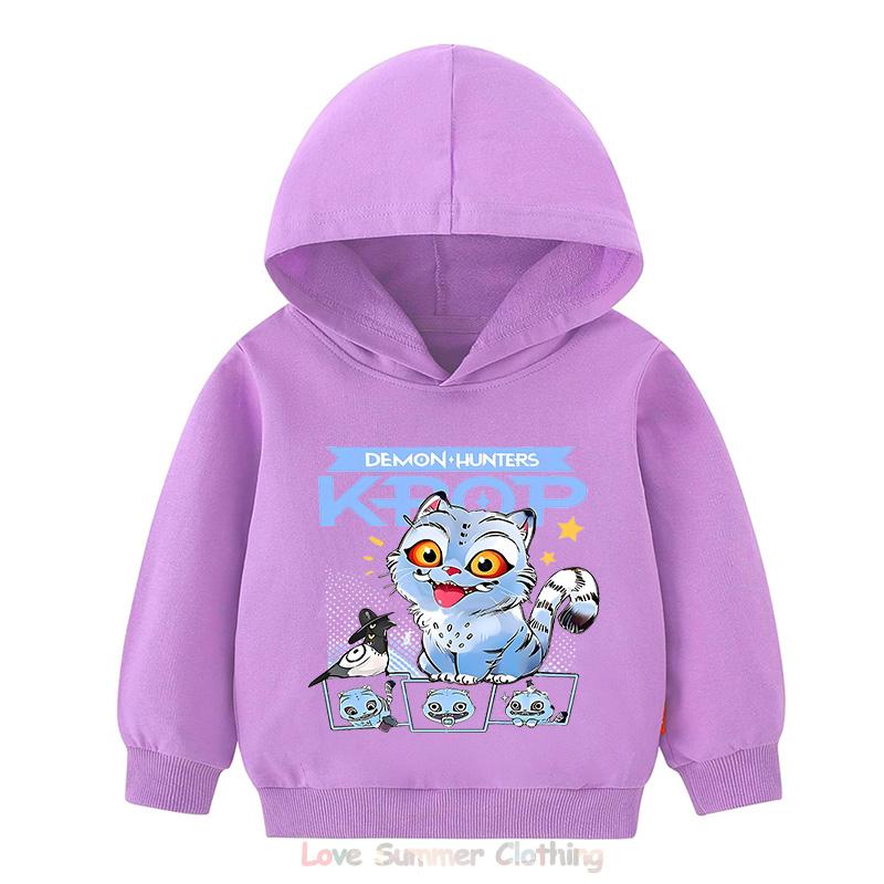 Kpop Demon Hunters Hoodie for Girls Age 4-14 HD Print 100% Polyester Pullover Casual Girls Sweatshirt Fall Many Colors Bulk Discount