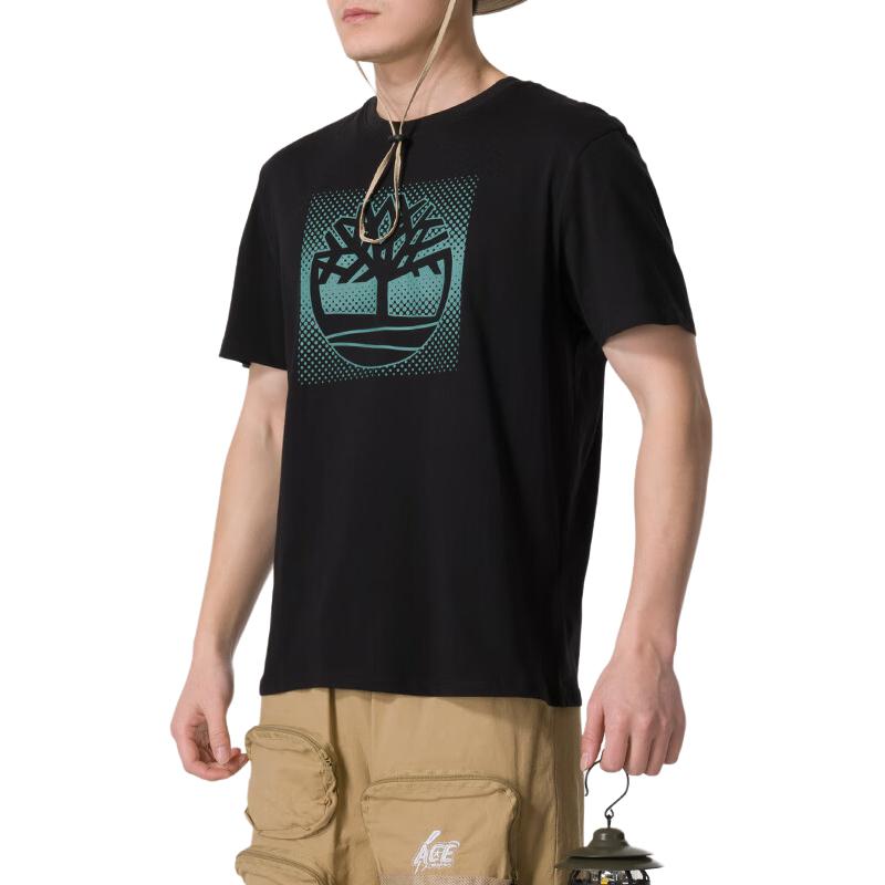 Timberland Bedrucktes Outdoor-Sport Pendeln Locker Mode Rundhals Kurzarm T-Shirt Herren Tops Schwarz A2Q8D-001