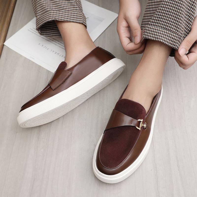 Korean Version of Doudou Shoes Versatile Breathable Casual Men's Small Leather Shoes British Style One Pedal Lazy Loafers Spot