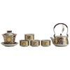 Cloisonné Ceramic Kung Fu Tea Set with Teapot and Handle Cup
