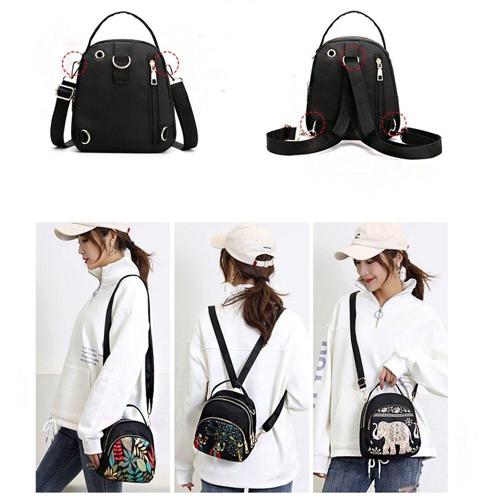 Canvas Nylon Crossbody Bag Zipper Oxford Shoulder Bag Trendy Women Backpack Storage Bag