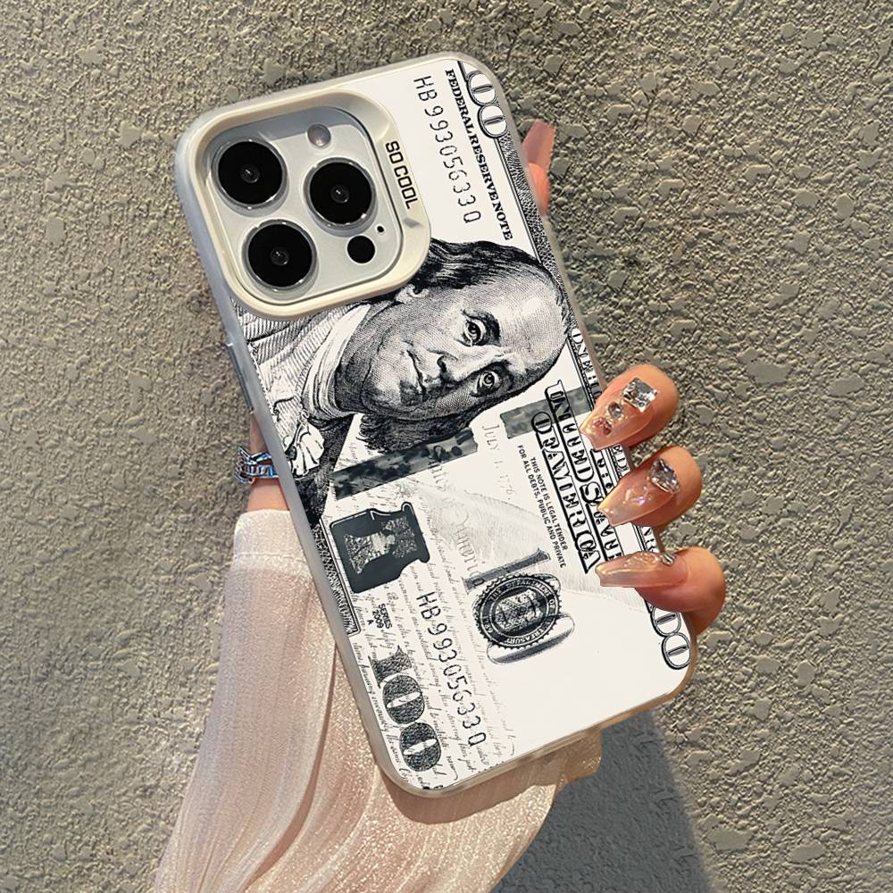 Cool 100 Dollar Bank Note Silver Shockproof Back Cover: Colorful Slim Phone Case For IPhone 17,16,15,14,13,12,11 Pro Max, Plus