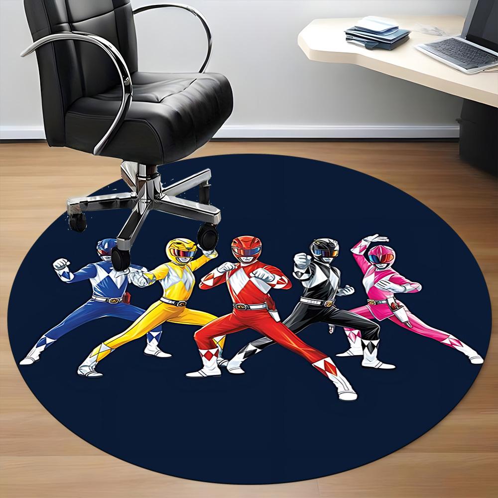 1PC Power Rangers Office Round Rug, Non-slip, Soft and Durable Office Rug for Interior Decoration, Perfect for Office, Beautiful Decoration
