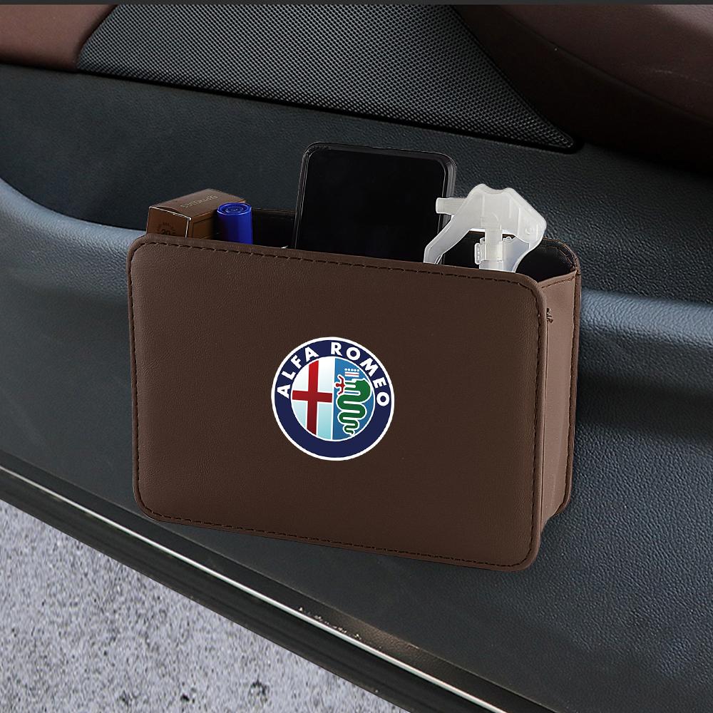 CYYPT1 1PCS Car Emblem Storage Box Car Door Seat Back Organizer Accessories For Alfa Romeo Giulia 147 Mito Stelvio Sportiva Giulietta