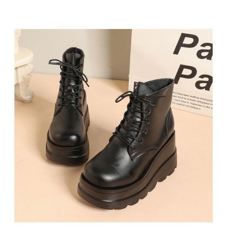 Height Increasing Women High Heels British Style Short Boots