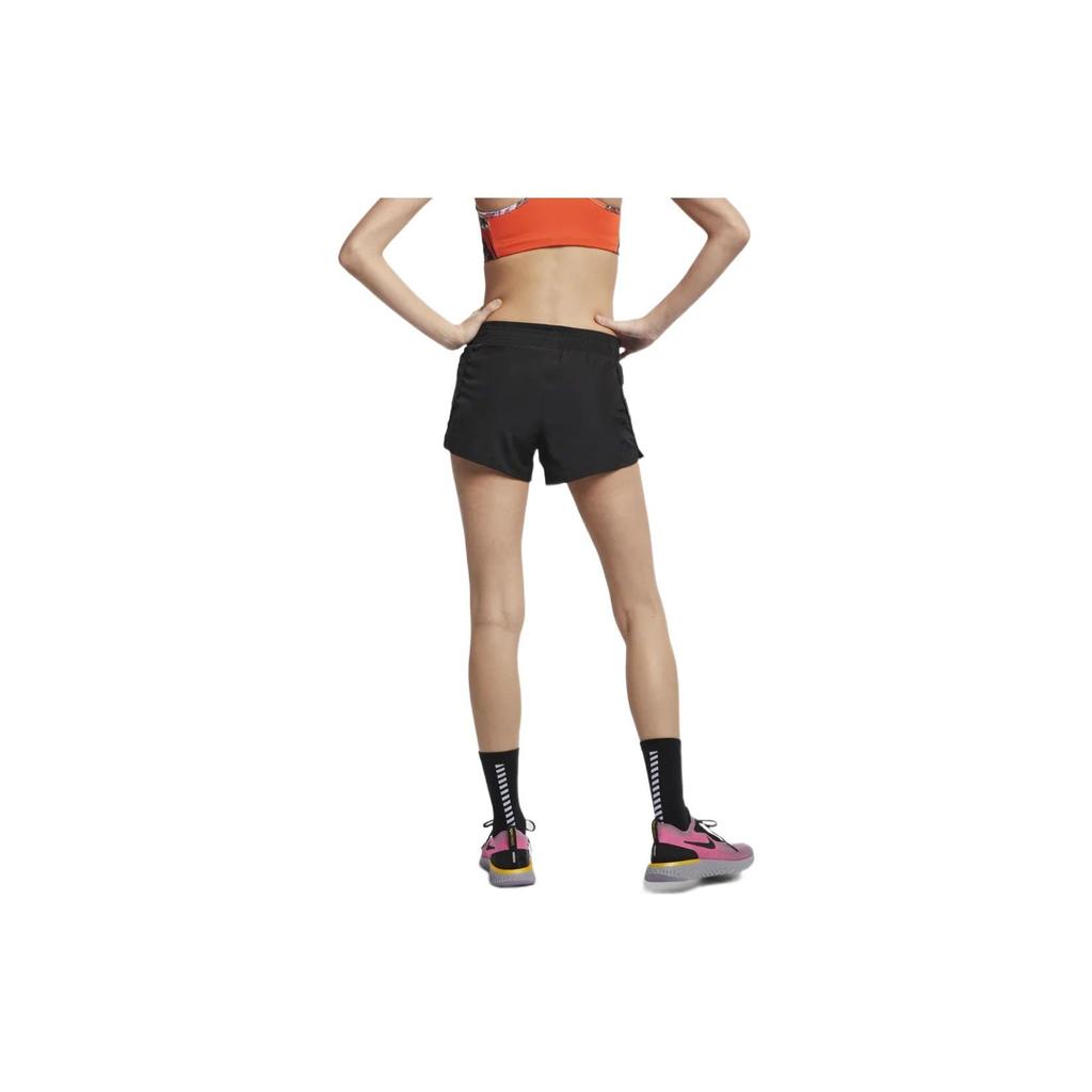 Nike Solid Logo Print Straight-Leg Sports Shorts Women Bottoms Black 895864-010