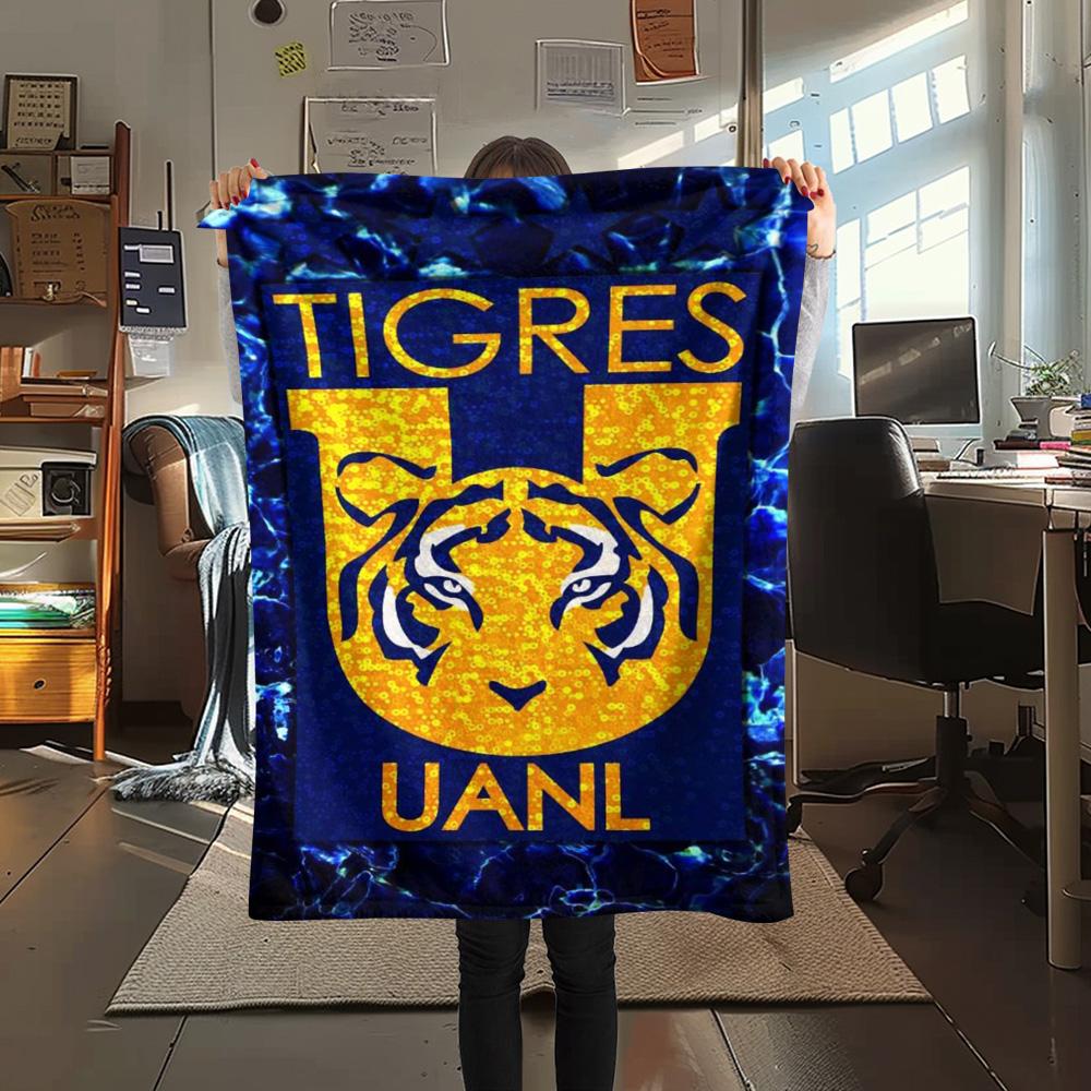 1Pc Tigres UANL Print Flannel Blanket High Quality Warm Comfortable Cover for All Seasons Perfect for Gifts Home Decor