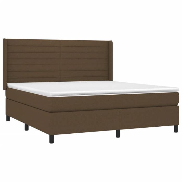 3131524 vidaXL Lit à sommier tapissier avec matelas Marron foncé 160x200 cm