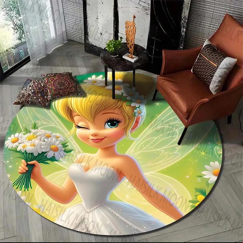 Fairy Princess Round Rug Flannel Printed Carpet Magical Design Kids Room Decor Cozy Soft Floor Mat Home Decoration Indoor Use