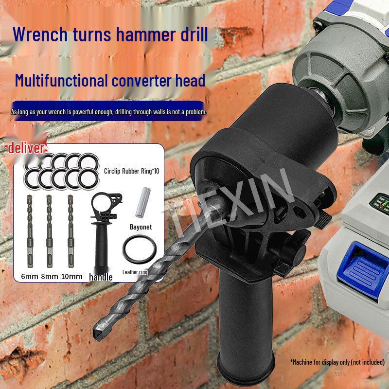 New Lithium Battery Impact Wrench: 1/2 Conversion To Square Shank with Drill Bit & Rubber Ring 05625