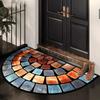 Colored Stone-Patterned Welcome Door Mat Retro Semi-Circular Anti-Slip Floor Mat Bedroom Carpet Home Decoration