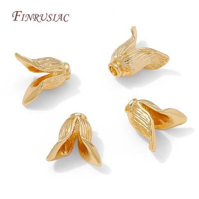 18K Gold Plated Brass Cap For Beads,Flowers Caps,DIY Earrings Making Supplies,Jewelry Materials
