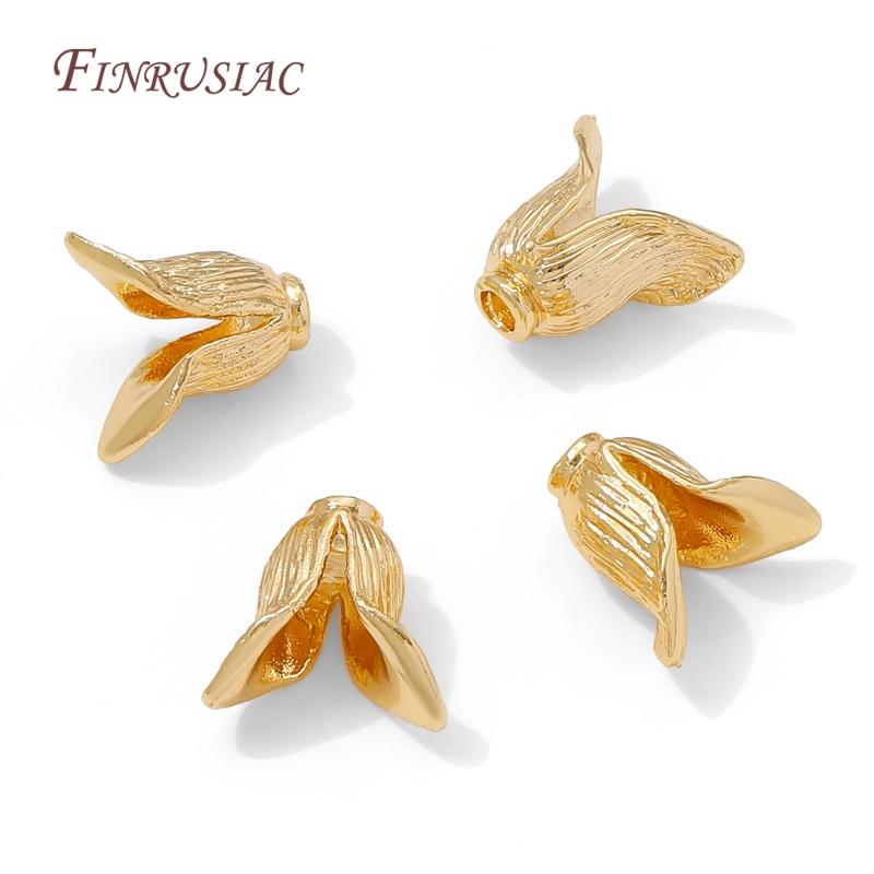 18K Gold Plated Brass Cap For Beads,Flowers Caps,DIY Earrings Making Supplies,Jewelry Materials