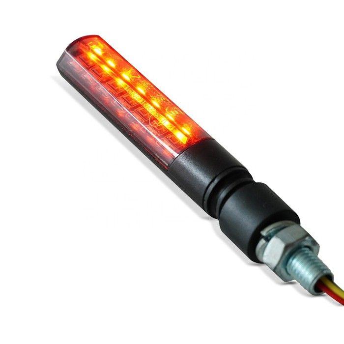 Clignotant LED moto Lumitecs KP40 teinté noir avec feu stop et feu arrière