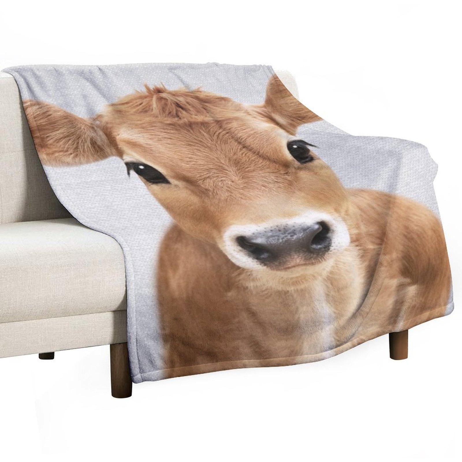 

Calf - Colorful Throw Blanket Flannel Fabric Loose funny gift Summer Beddings Blankets 30x40in