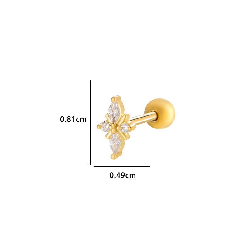 Cercei Henson Cupru Zirconiu Floare Geometrică Oțel Inoxidabil Studs Piercing Cartilaj