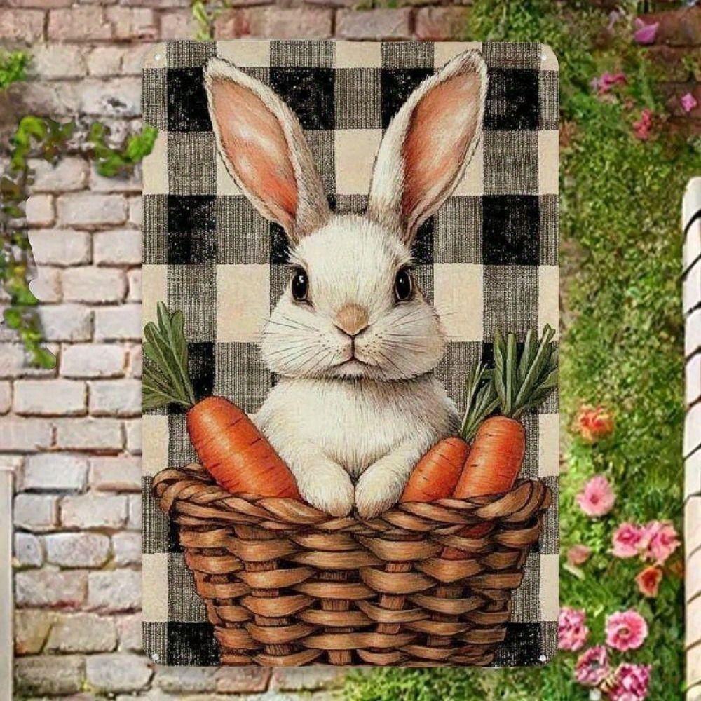 Easter Rabbit Metal Tin Sign Wall Art Decor 20x30cm