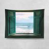 Oceanview window backdrop fabric digitalprinted polyester tapestries living rooms bedrooms macrame wall hanging room decor