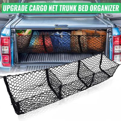 Lastnät för pickupflak med monteringstillbehör 3/4 Ficka Universal Bil Auto SUV Lastbilsflak Organizer Förvaringsväska