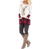 Womens Christmas Tops Plaid Splice Hem Long Sleeve Cute Tunic Blouse