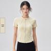 Women's Versatile Half-Zip Pilates Slimming Short Sleeve T-Shirt